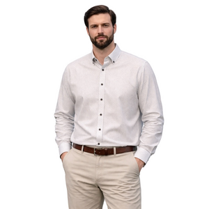 Con.Struct Slim Fit Men's White and Blue Patterned Button-Down Shirt Size XXL